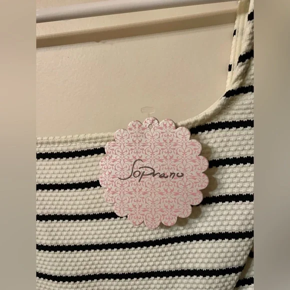 Soprano White & Black Striped Fit & Flare Dress - XS - Zipper Back - NWT - Picture 10 of 12